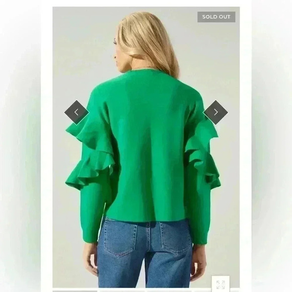 SUGARLIPS Quinley Ruffle Sweater In Kelly Green Size Small - Picture 3 of 10